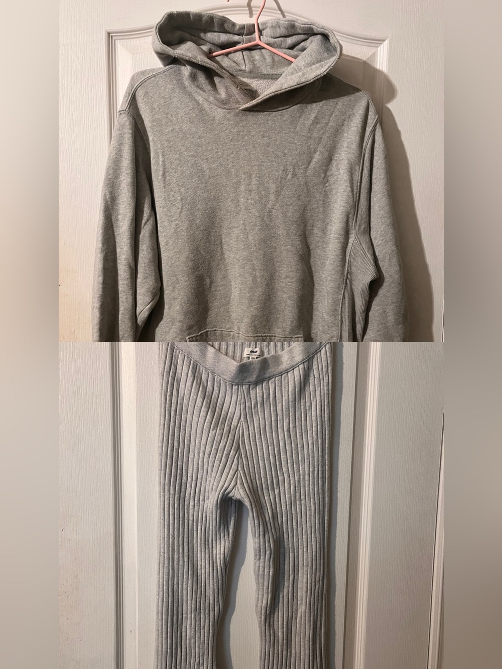 â Aerie 2 Piece Loungewear Set Grey Oversized Hoodie & Ribbed Flare Pantsâ